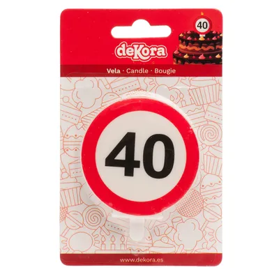Produktbild von Kuchenkerze 6,3 cm Verkehrszeichen Nummer 40