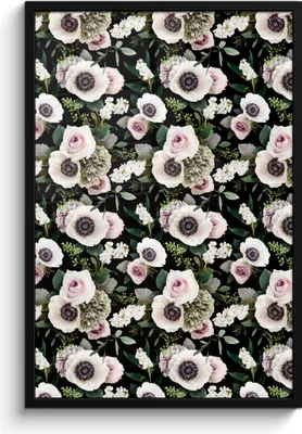 Produktbild von MuchoWow® MuchoWow® Gerahmtes Poster Blumen - Anemone - Collage 60x90 cm - Poster mit zchwarzem Bilderrahmen - Kunst