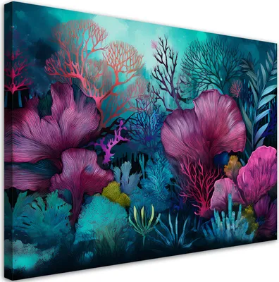 Produktbild von Leinwandbild Korallenriff 100x70 Feeby Bunt bild für die wand bereit zum aufhängen