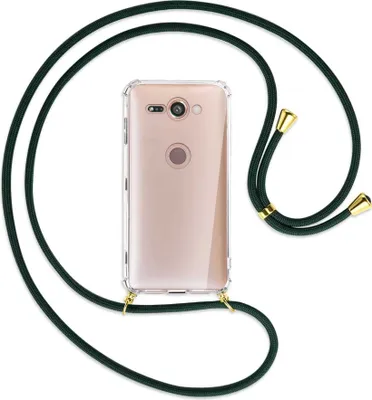 Produktbild von Handykette Backcover-Schutzhülle mit Band (Metall goldfarben) für Sony Xperia XZ2 Compact - dunkelgrün