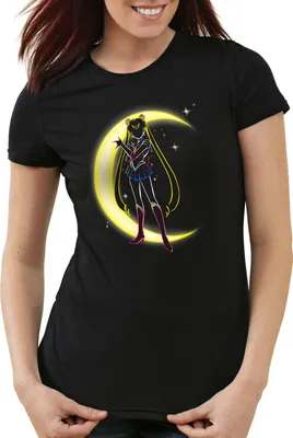 Produktbild von style3 Bunny Mondsichel Damen T-Shirt sailor mondstein luna manga moon anime, Farbe:Schwarz, Größe:2XL