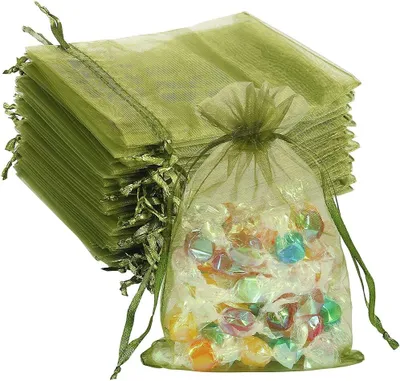 Produktbild von 100 Stück 15 x 20 cm Organzabeutel, Organza-Geschenkbeutel mit Kordelzug, Schmuckbeutel Lavendelbeutel, perfekt für Schmuckgeschenke, Süßigkeiten, Hochzeiten