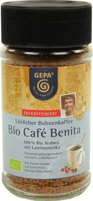 Produktbild von Café Benita - Arabica löslicher Bohnenkaffee entkoffeiniert 100g