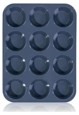 Image de Grand moule à muffins en silicone - Plaque à gâteaux antiadhésive 33 x 25 cm Gris