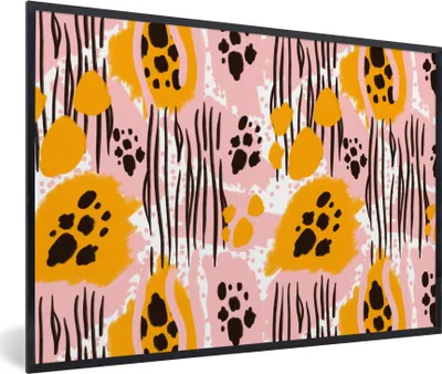 Produktbild von MuchoWow® MuchoWow® Gerahmtes Poster Orange - Rosa - Abstrakt 60x40 cm - Poster mit zchwarzem Bilderrahmen - Printing - Wanddeko Schlafzimmer