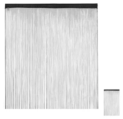 Immagine prodotto di Tenda a fili Relaxdays nera, accorciabile, con passanti, per porte e finestre, lavabile, 145x245 cm, nera