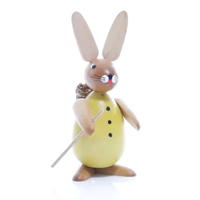 Produktbild von Osterfigur Osterhase mit Korb Gelb BxHxT ca 4,5 x 11 x 6,5cm NEU