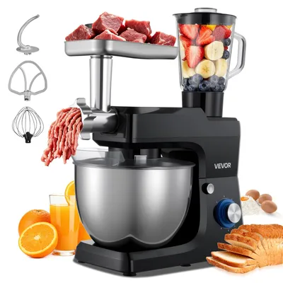 Küchenmaschine 1500 W, 7,8 l Edelstahlschüssel, 6+Geschwindigkeiten