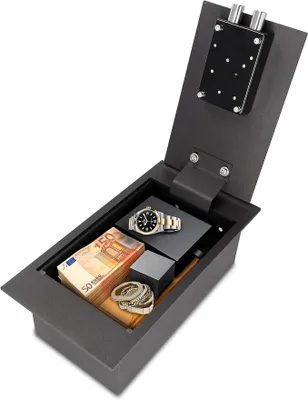 Produktbild von Tresor zur Bodenmontage mit Schlüsselschloss – Einbautresor flach 4L sichere Aufbewahrung – Außenmaße 13x39x21 cm (HxBxT) I Schwerlasttresor – Innenmaße 12x33x17cm (HxBxT)
