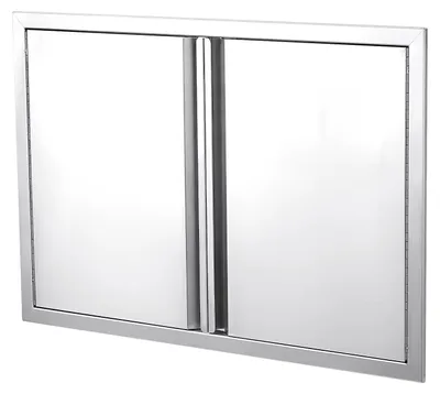 Obrázek produktu pro Vstupní dveře pro venkovní kuchyni – Dvoudveřové dveře pro grilovací ostrov – Nerezová ocel – 71 x 48 cm – Tloušťka 1,2 mm – Zapuštěná instalace – Odolné povětrnostním vlivům