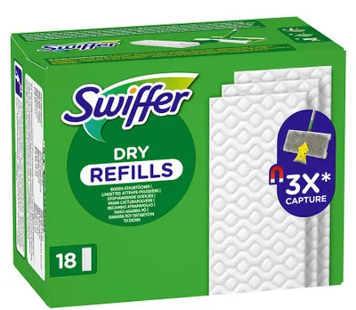 Obrázek produktu pro Swiffer suché utěrky na podlahu, náhradní balení po 18 kusech