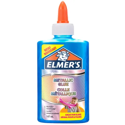 Produktbild von Elmer's Metallic-Bastel-Kleber | ideal zur Herstellung von Schleim | auswaschbar | blau | 147 ml | 1 Stück