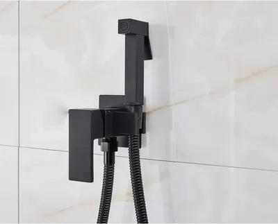 Immagine prodotto di Doccetta per bidet - Miscelatore con doccetta - Montaggio a parete - Alta pressione - Acqua calda e fredda - WC - Nero opaco