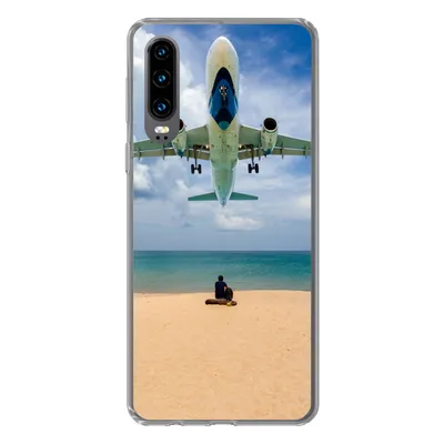 Produktbild von MuchoWow® Handyhülle Schutzhülle Hülle für Huawei P30 Strand - Meer - Flugzeuge Silikon Softcase Handy Hülle - Kartenbesitzer