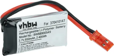Produktbild von vhbw Akku Ersatz für Carrera 370410147 für Racing Car (650mAh, 3,7V, Li-Polymer, 38 x 20 x 7 mm, JST BEC)