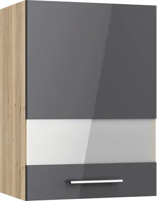 Produktbild von Optifit Hängeschrank mit Glastür Jonte984 BxTxH 50 x 34,9 x 70,4 cm anthrazit glänzend zerlegt Anschlag reversibel KFJO