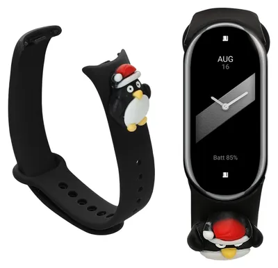 Produktbild von kwmobile Sportarmband kompatibel mit Xiaomi Smart Band 10 / Smart Band 9 / 8 Armband - Fitnesstracker Band aus TPU Silikon Pinguin Schwarz Weiß