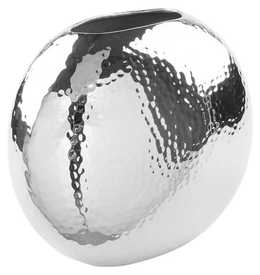 Produktbild von FINK Vase LUNA - kleine Metallvase aus Eisen vernickelt, gehämmert, silberfarben, H 14,5 cm - Tischdeko Fensterbank