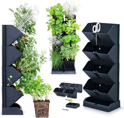 Obrázok produktu pre Vertikálne záhradné modulárne kvetináče Mini Cascade Anthracite Kvetináče Výsadba príslušenstva