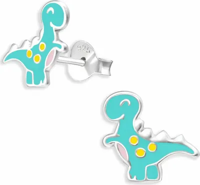 Produktbild von Monkimau Dinosaurier Ohrstecker Ohrringe aus 925 Silber Schmuck Silberohrringe Medizinisch für Kinder Mädchen Damen Frauen