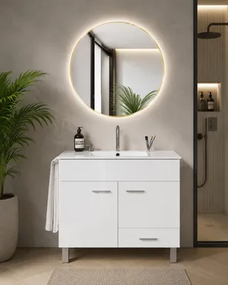 ORIGEN BATH SAMOS Badmöbel mit Waschbecken 90x45 cm, Weiß