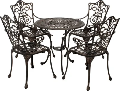 Produktbild von DEGAMO Sitzgruppe Bistroset Gartenset Jugendstil 5-teilig, Aluguss bronze antik, wetterfest