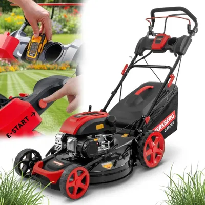 Zdjęcie produktu dla Kosiarka spalinowa Werkberg Garden 196CC napęd 51cm kosz 60L z rozrusznikiem elektrycznym e-start mulczowanie