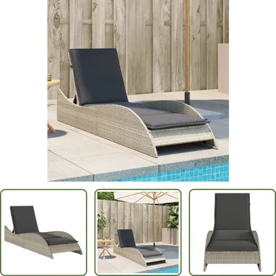Image de The Living Store Chaise longue avec support Gris clair 60x205x73 cm Poly rotin