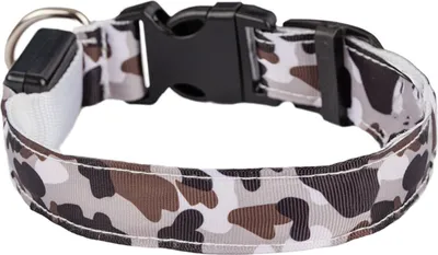 Produktbild von Jumada's - Leuchthalsband - LED in RGB - Camo - Weiß/Grau/Braun - Größe M - 40-48 cm