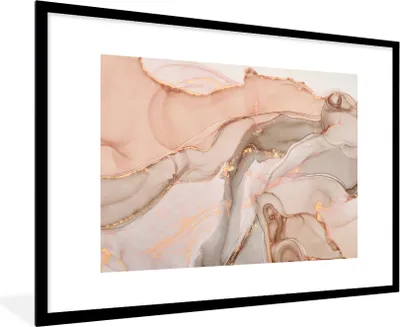 Produktbild von MuchoWow® Gerahmtes Poster Marmor - Rosa - Rosa 90x60 cm - Poster mit Schwarzem Bilderrahmen Wandposter Rahmen Foto Bilder - Wanddekoration - Fotos