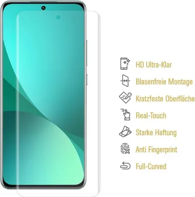 Produktbild von 1x Panzerfolie für Xiaomi Mi 12 Pro FULL SCREEN Displayschutz Schutzfolie KLAR/ ANTI-SHOCK/ ANTI-KRATZ/ ANTI-BRUCH/ ANTI-SCHMUTZ