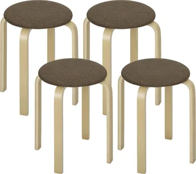 Produktbild von HOMCOM 4er Set Esszimmerhocker Stapelhocker Hocker mit Leinenoptik für Küche