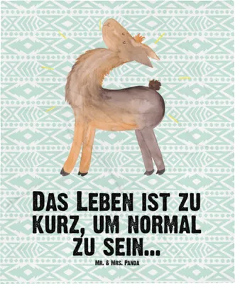 Produktbild von Mr. & Mrs. Panda Erstlingsdecke Lama Stolz - Aztekenblau - Geschenk, Babydecke, Schlummerdecke, Fleecedecke, Plaid, Lamas, Familie, Family, Kinderwagendecke, Neustart
