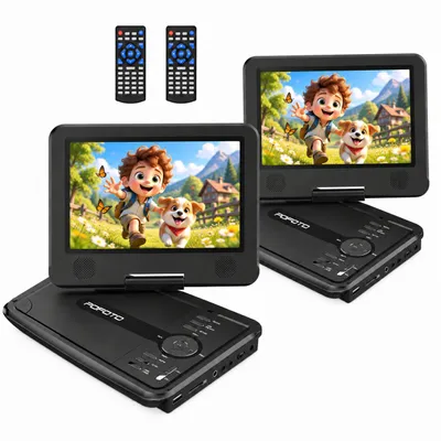 Produktbild von 9,5" Tragbarer DVD Player für Kinder im Auto mit 7,5" HD-Schwenkbaren Bildschirm Dual-Lautsprechern 4-6 Stunden Akkulaufzeit Sync TV/USB/SD-Karte 2ST