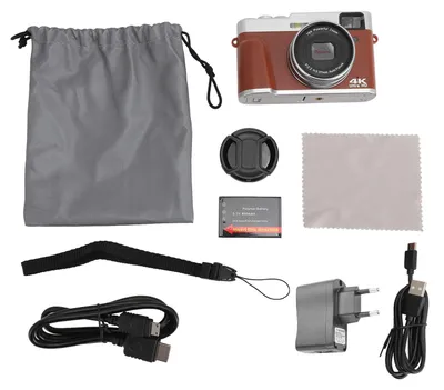 Image de Appareil photo numérique 4K, 48 MP, écran IPS 3,5 pouces, autofocus, zoom 16x, images HD, style rétro, vlogging portable pour la photographie, prise européenne