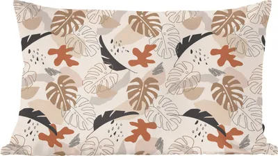 Produktbild von MuchoWow® Zierkissen Sofakissen Wohnzimmer Dekokissen 50x30 cm Sommer - Monstera - Braun - Wohnzimmerdekoration - Polster mit Photo