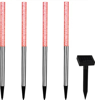 Produktbild von DEUBA® Solarlampe für Außen 4er Set LED Wetterfest IP44 Dämmerungssensor Farbwechsel Bunt Erdspieß Edelstahl Solar Garten Außenlampe Balkon Deko