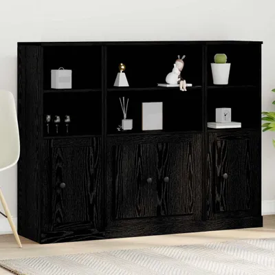 Obrázok produktu pre vidaXL Highboard čierny dubový vzhľad 132 x 35,5 x 103,5 cm