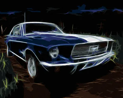 Image de Zuty - Peinture par numéros - VOITURE BLEUE FORD MUSTANG, 40 x 50 cm, sans cadre et sans tension de la toile