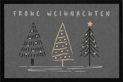 Produktbild von Fußmatte Frohe Weihnachten Spruch XMAS Design Türmatte Weihnachtsdeko rutschfest & waschbar Moonworks®