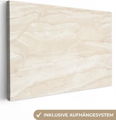Produktbild von OneMillionCanvasses® - Leinwandbilder - 140x90 cm, Marmor - Kalk - Sand - Textur, Wandbilder Kunstdruck Wanddekoration - Foto auf Leinwand - Gemälde auf Holzrahmen
