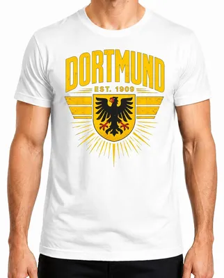 Produktbild von Dortmund Est 1909 Adler Wappen Ruhrpott Statement Sarkasmus Kult Herren T-Shirt, Weiß, S