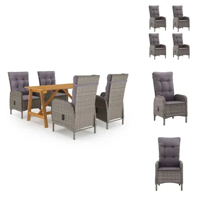 Imagen del producto de vidaXL Juego de mesa y sillas de jardín de 5 piezas, color gris - Conjuntos de muebles de jardín