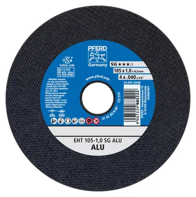 Produktbild von PFERD 61339430, Schneidedisk, Aluminium, Nicht-eisenhaltiges Metall, 10,5 cm, Jede Marke, Flache Mitte, 1,6 cm