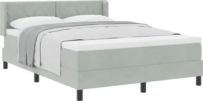 Obrázok produktu pre Posteľ s pružinovým rámom Svetlosivá 190 x 140 cm Zamat