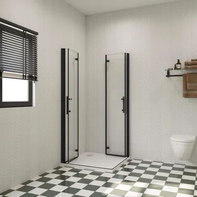 Produktbild von 85x70x195cm Nano+ESG Sicherheitsglas Duschkabine Duschabtrennung Scharniertür Falttür Schwarz Duschtür