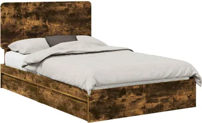 Zdjęcie produktu dla vidaXL Łóżko do przechowywania dąb wędzony 135 x 190 cm materiał drewnopochodny