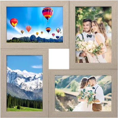 Imagen del producto de Marco de madera para collage de fotos, apto para 4 fotos de 10x15 cm, con cristal, ideal para decorar la pared