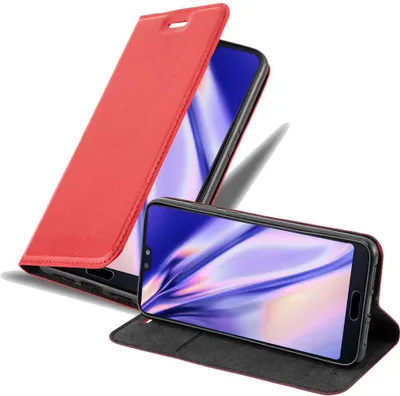 Produktbild von Cadorabo Hülle für Huawei P20 Schutz Hülle in Rot Handyhülle Etui Case Cover Magnetverschluss