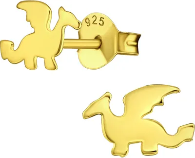 Produktbild von Ohrstecker 925 Sterling Silber vergoldet mit Drachen